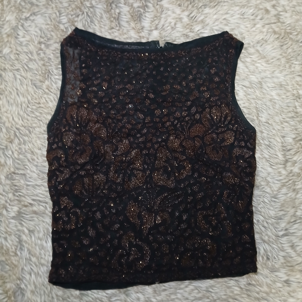 Tadashi Evening Beaded‎ Lace Top Size Large